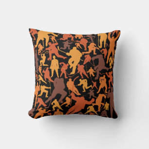 Hockey Player Pattern Throw Pillow