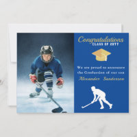 Hockey player Photo graduation blue class of 2022