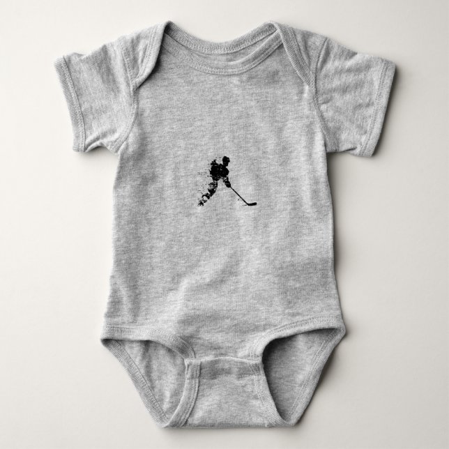 Hockey player playing baby bodysuit (Front)