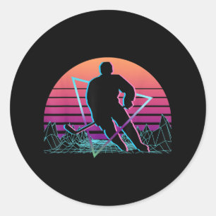 Hockey Player Retro Ice Hockey  Classic Round Sticker