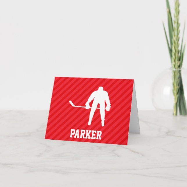 Hockey Player; Scarlet Red Stripes Card (Front)