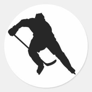 Hockey-Player-Silhouette-1 Classic Round Sticker