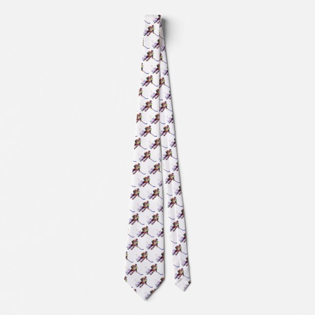 Hockey Player Sport Multicolored Tie (Front)