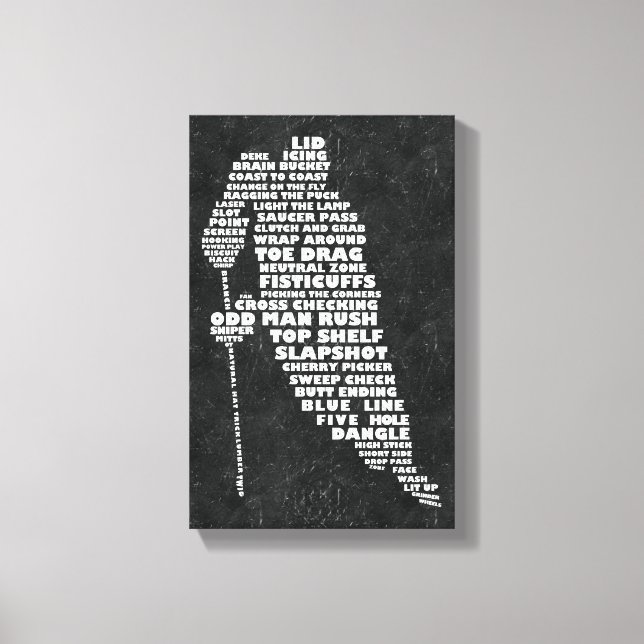 Hockey Player Text Art Canvas Print (Front)