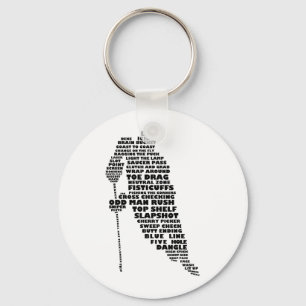 Hockey Player Text Art Key Ring