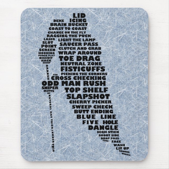 Hockey Player Text Art Mousemat (Front)