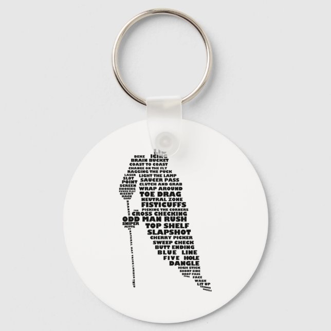 Hockey Player Tygraphy Art  Key Ring (Front)