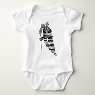 Hockey Player Typography Art Baby Bodysuit