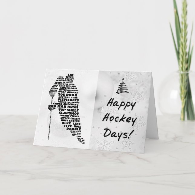 Hockey Player Typography Christmas Card (Front)