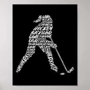 Hockey Player Typography Kids Women Girls Ice Hock Poster