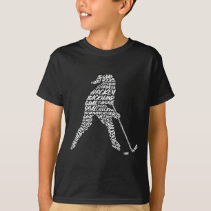 Hockey Player Typography Kids Women Girls Ice Hock T-Shirt