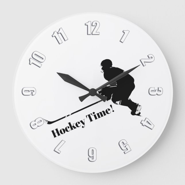 Hockey Player - Winter Sports Large Clock (Front)