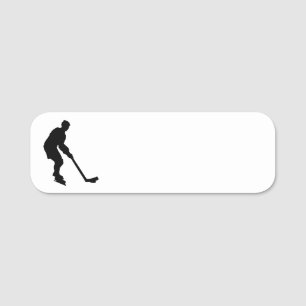Hockey Player with stick silhouette Name Tag