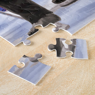 Hockey Players and Referee Face Off Jigsaw Puzzle