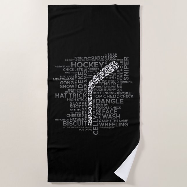 Hockey Players and Slang Beach Towel (Front)