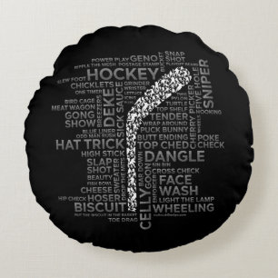 Hockey Players and Slang Round Cushion