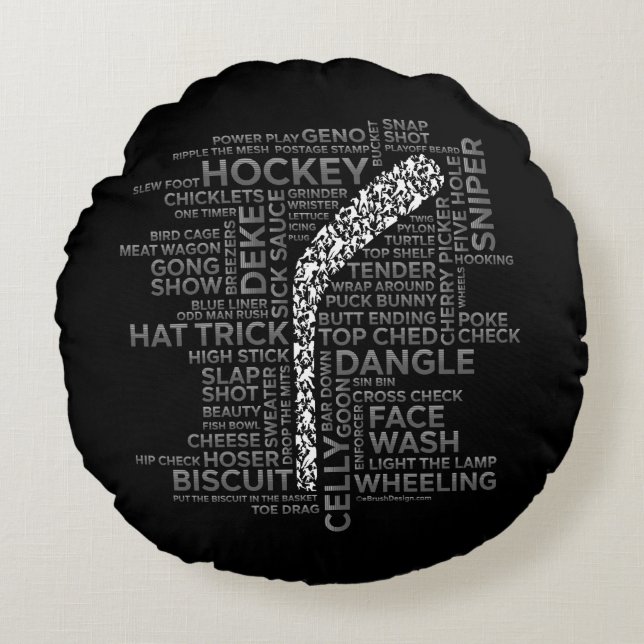 Hockey Players and Slang Round Cushion (Front)