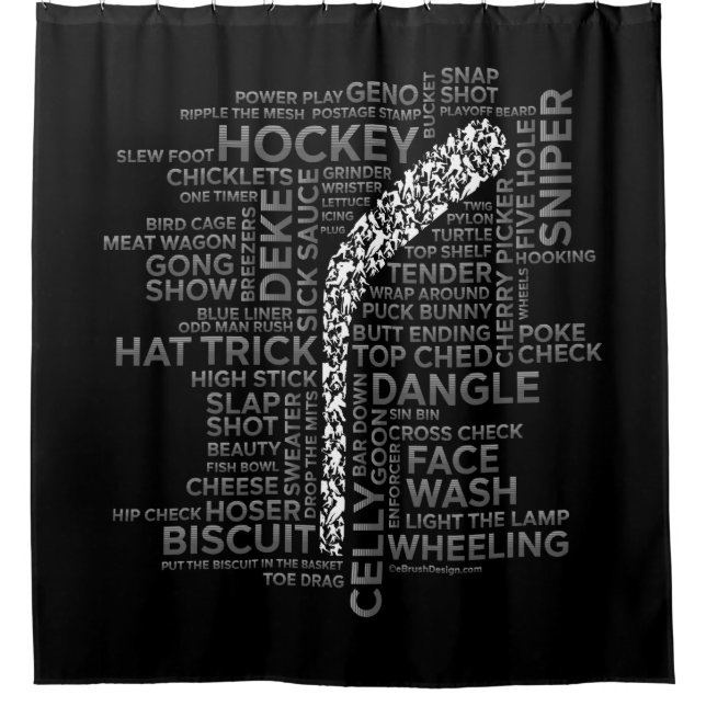 Hockey Players and Slang Shower Curtain (Front)