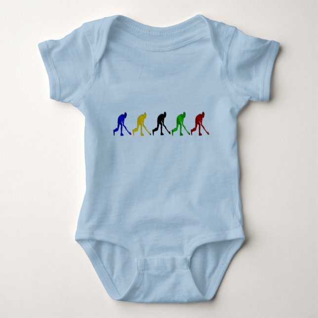 Hockey players field hockey stick and ball gifts baby bodysuit (Front)