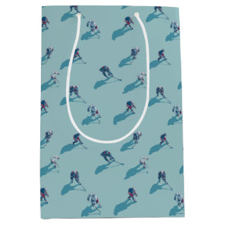 Hockey players on ice medium gift bag