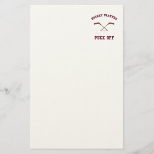 Hockey Players Puck Off Stationery