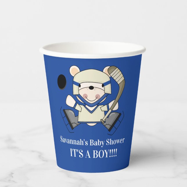 Hockey Polar Bear Sports Boy Party Paper Cups (Front)