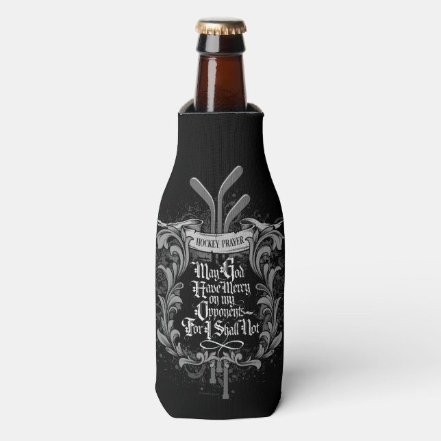 Hockey Prayer (dark v3) Bottle Cooler (Bottle Front)