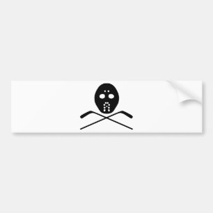 hockey protective mask and stick icon bumper sticker
