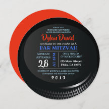HOCKEY PUCK Bar Bat Mitzvah Invitation