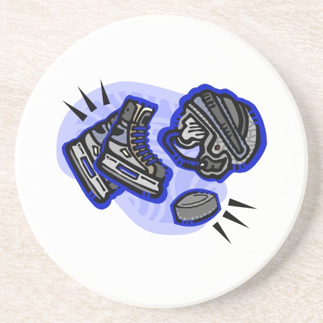 Hockey Puck Helmet & Skates Coaster (Front)