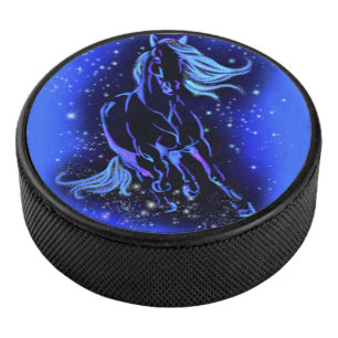 Hockey Puck Horse Running At Blue Starry Night 