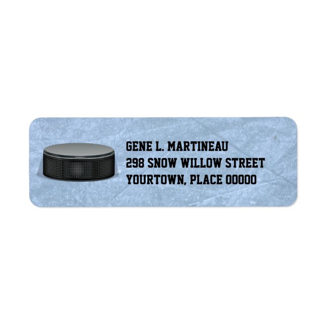 Hockey Puck on the Rink Return Address Labels (Front)
