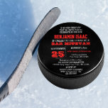 Hockey Puck Round Bar Mitzvah Invitation<br><div class="desc">These casual chic invitations are perfect for any sporty Bar Mitzvah celebration. Each line of text is fully customisable to say just what you want!

Find coordinating products in the Bar Mitzvah Sports Collection.</div>