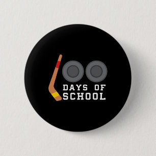 Hockey Puck Stick 100 Days Of School Teacher Boy 6 Cm Round Badge