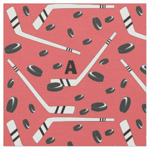 Hockey pucks and sticks fabric