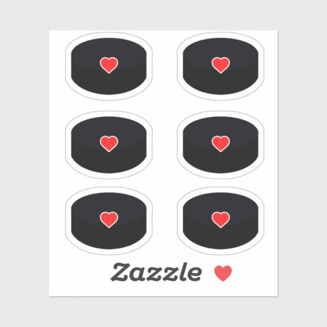 Hockey pucks with red heart pack (Sheet)