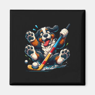 Hockey Puppy Bernese Mountain Dog Ice Rink Fun _1  Magnet