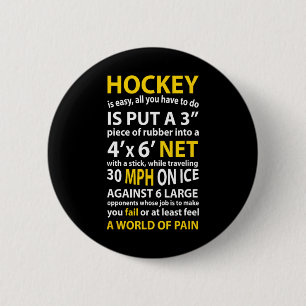 Hockey Quote Hockey Is Easy Gift For Men Women Fan 6 Cm Round Badge