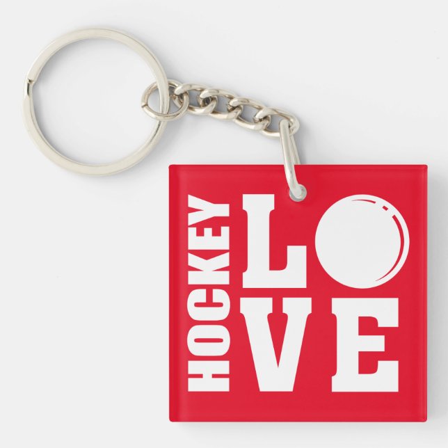 Hockey, Red Love, Hockey Players Key Ring (Front)