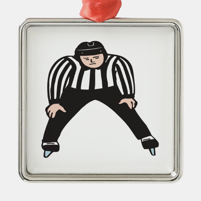 Hockey Referee Metal Tree Decoration (Front)