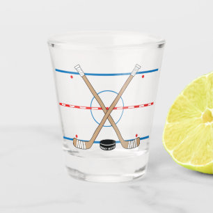 Hockey Rink Diagram Centre Ice Hockey Sticks Shot Glass