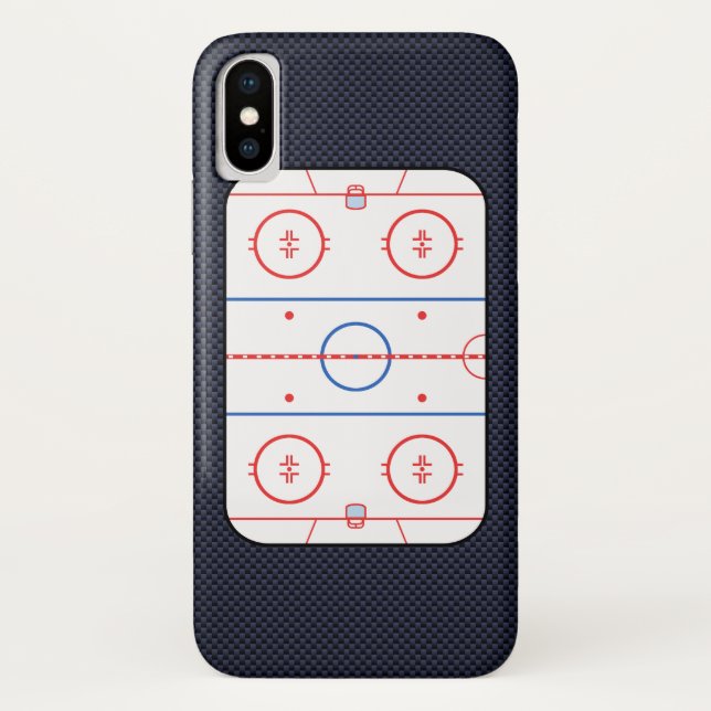 Hockey Rink Diagram on Blue Carbon Fibre Style Case-Mate iPhone Case (Back)