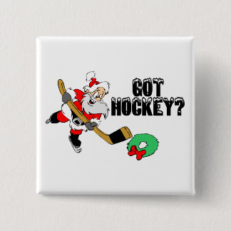 Hockey Santa 15 Cm Square Badge