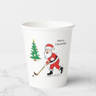 Hockey Santa Christmas Paper Cups