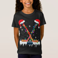 Hockey Santa Hat Christmas Lights Funny Sport Xmas