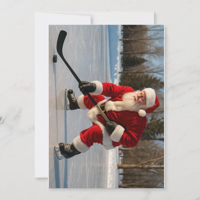 Hockey Santa Holiday Card (Front)