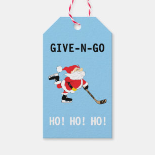 Hockey Santa Skating Christmas Give N Go Ho! Ho! Gift Tags