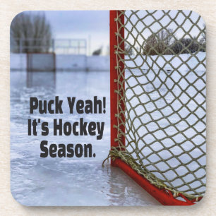 Hockey Season Ice Cold Funny Humor Puck Coaster