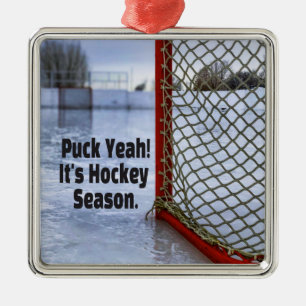 Hockey Season Ice Cold Funny Humor Puck Metal Tree Decoration