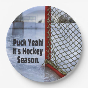 Hockey Season Ice Cold Funny Humour Puck Paper Plate